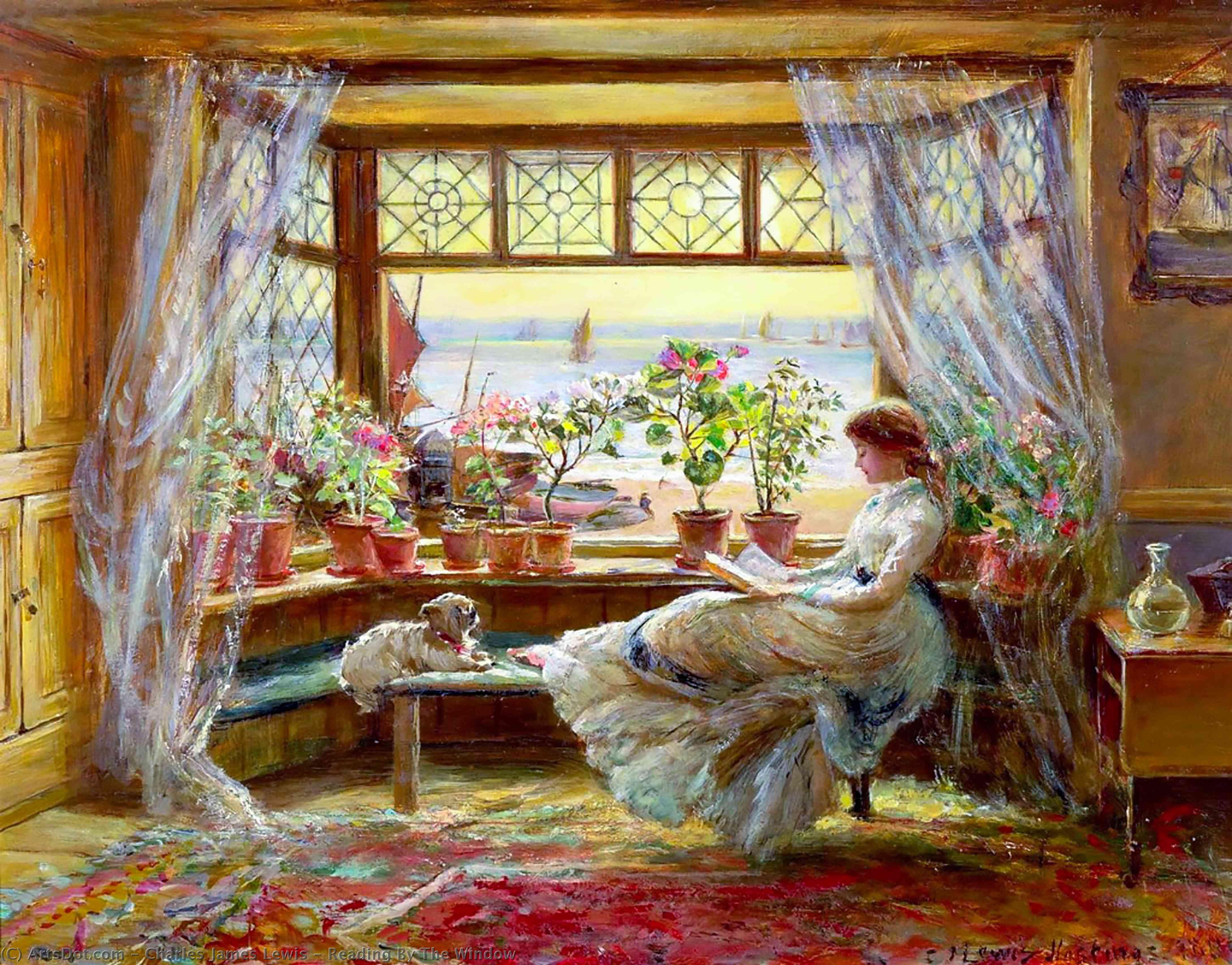 Reading By The Window — Charles James Lewis