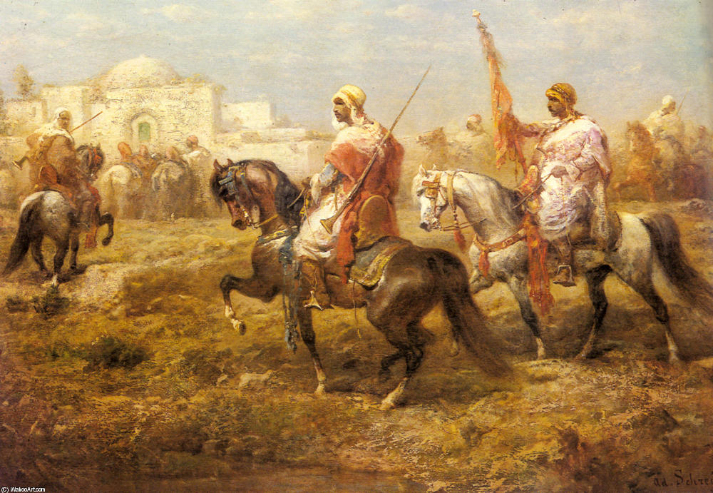 Arab Cavalry Approaching An Oasis — アドルフ・シュレイヤー