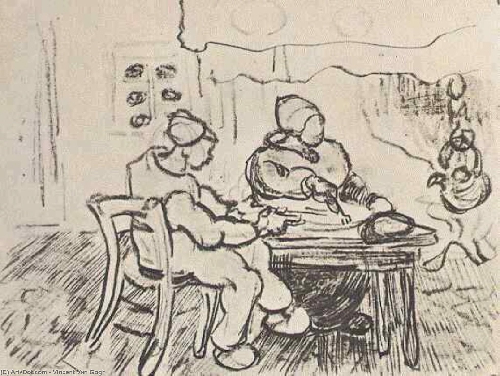 Innenhof Eines Bauernhauses Mit Zwei Figuren — Vincent Willem Van Gogh
