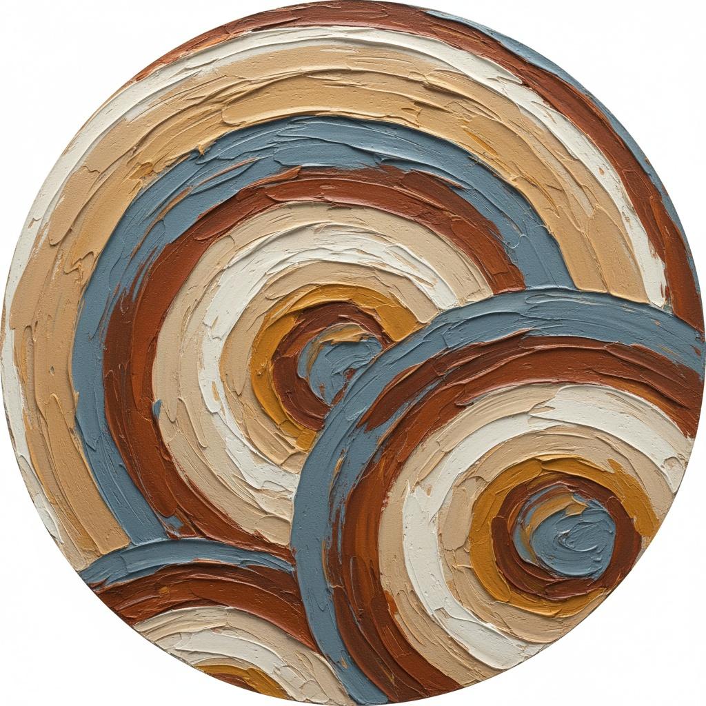 Órbita Etérea De Ocre Y Pizarra En Una Espiral Meditativa De Impasto — David Moreau