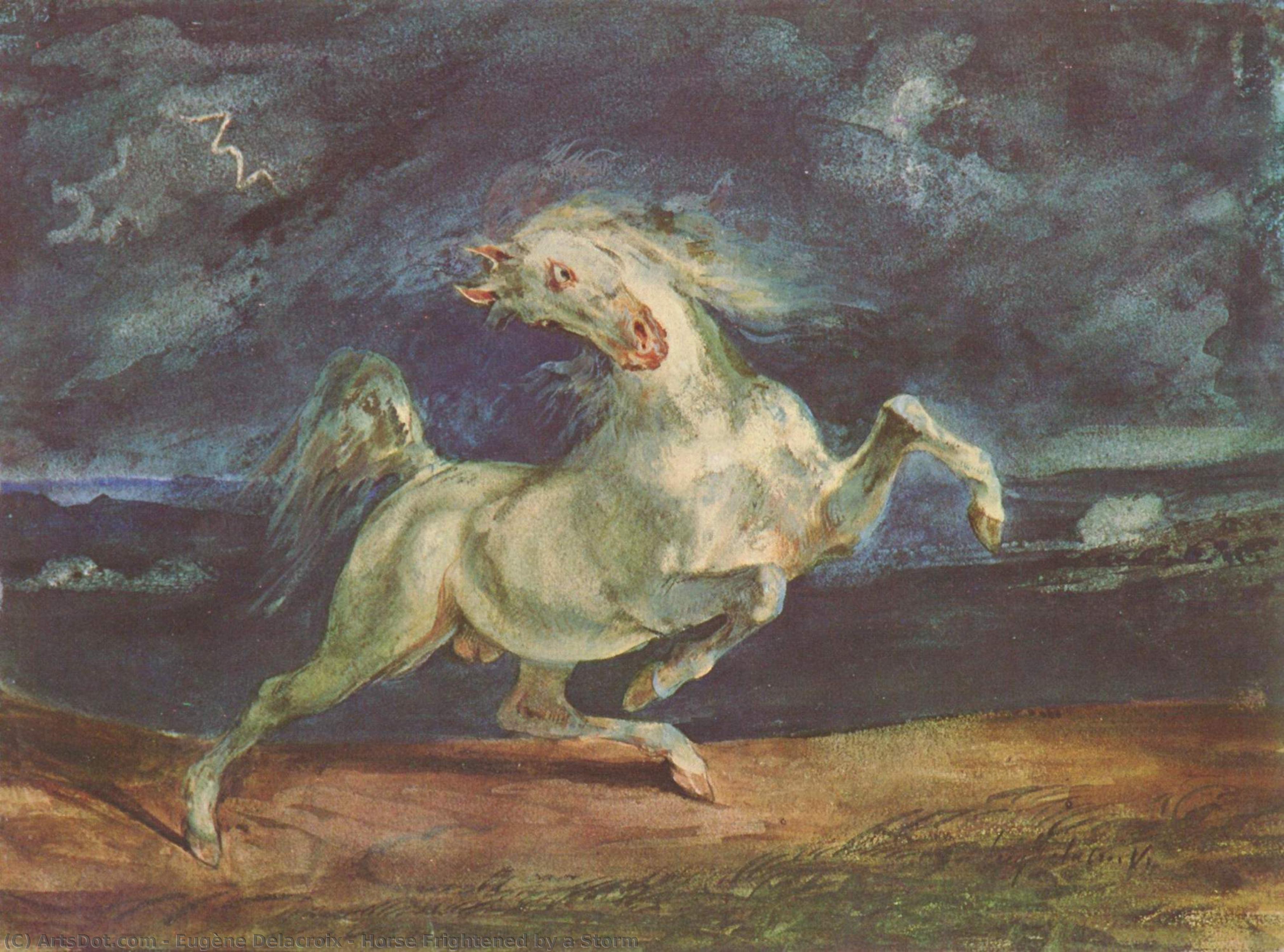 Horse Frightened By A Storm — Eugène Delacroix