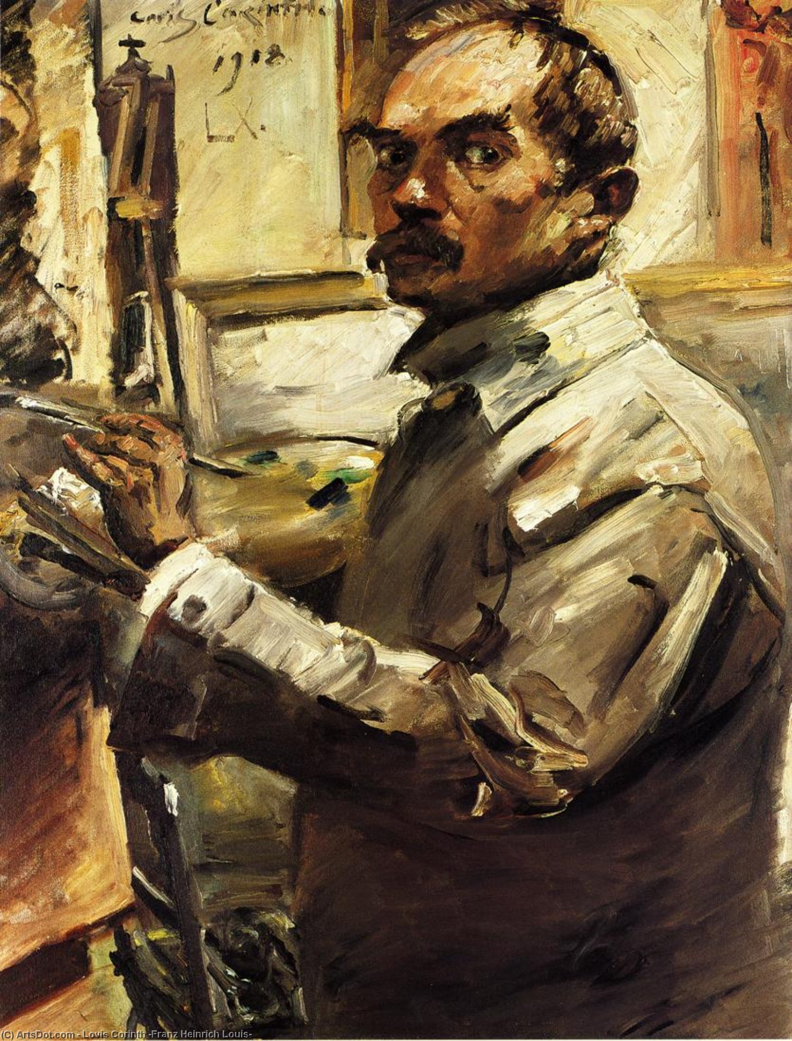 Self Portrait In A White Smock — Lovis Corinth