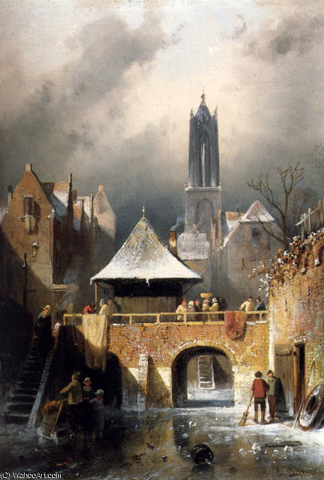 The Frozen River — Charles Henri Joseph Leickert