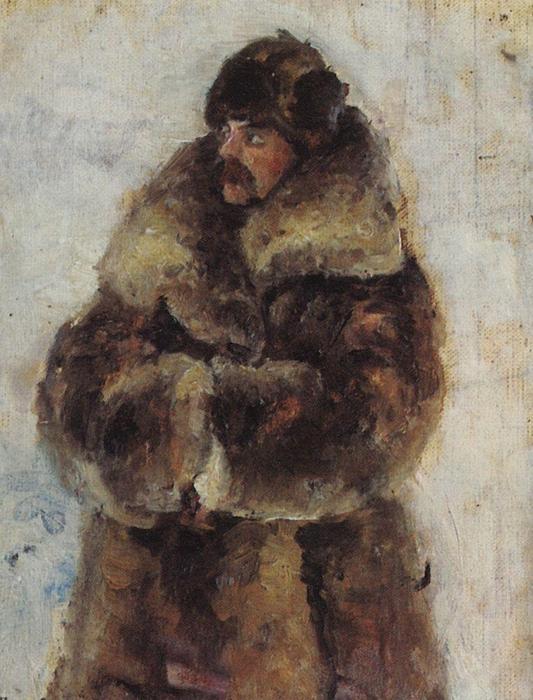 A. I. Surikov With Fur Coat. Study To ''taking The Snow Town''. — Vasily Ivanovich Surikov