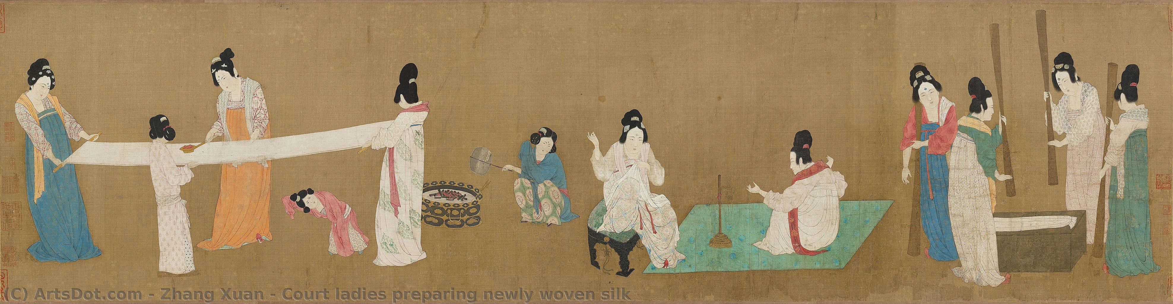 Court Ladies Preparing Newly Woven Silk — Zhang Xuan