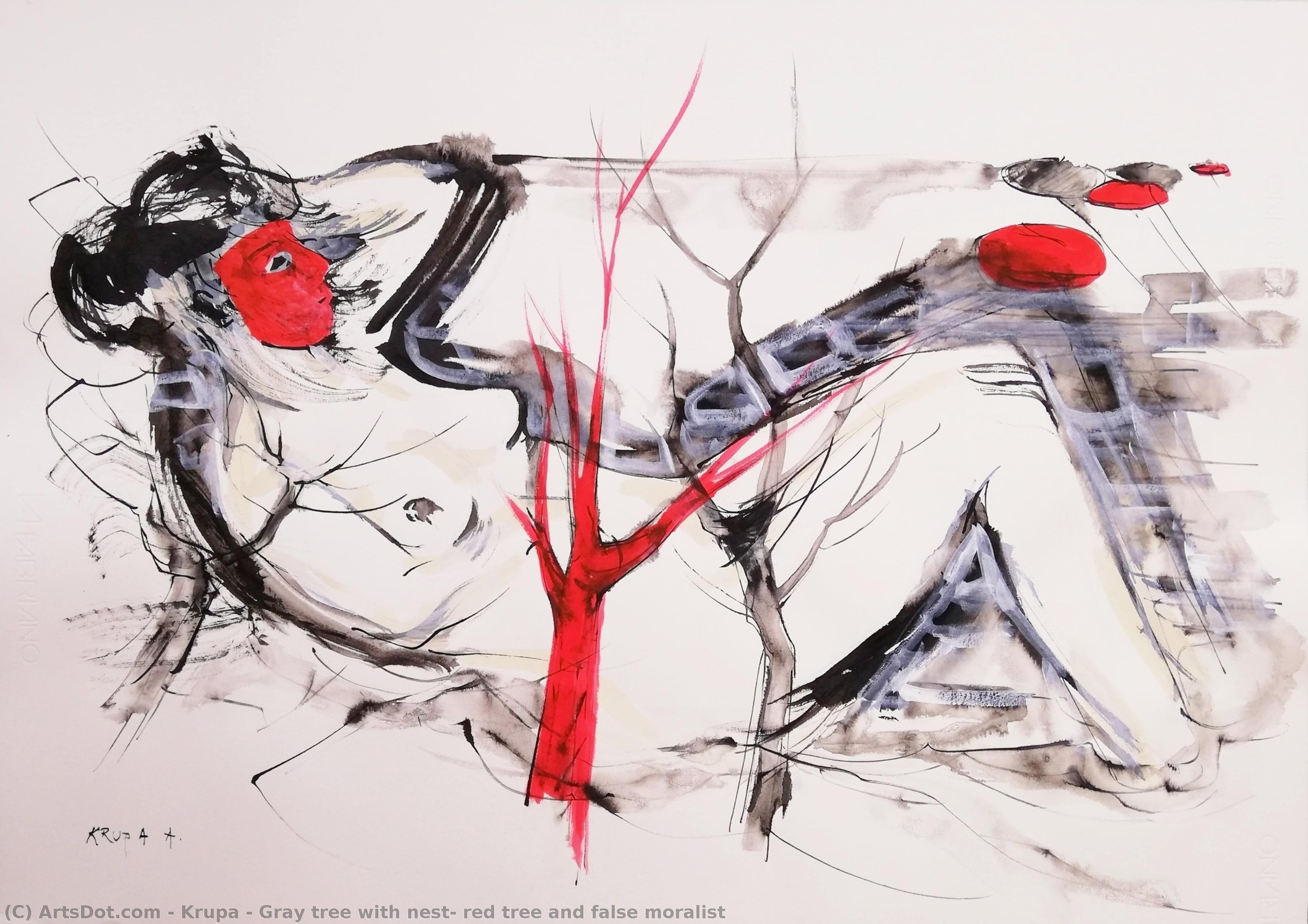 Gray Tree With Nest, Red Tree And False Moralist — Alfred Freddy Krupa