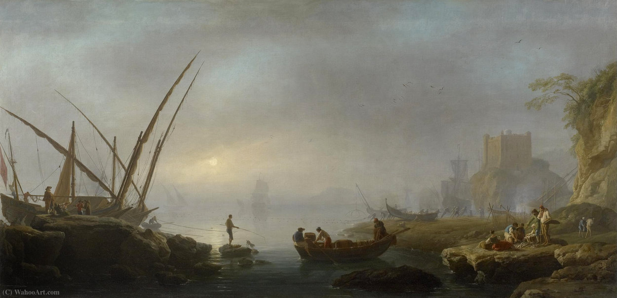 An Italian Port Scene — Charles Francois Lacroix De Marseille