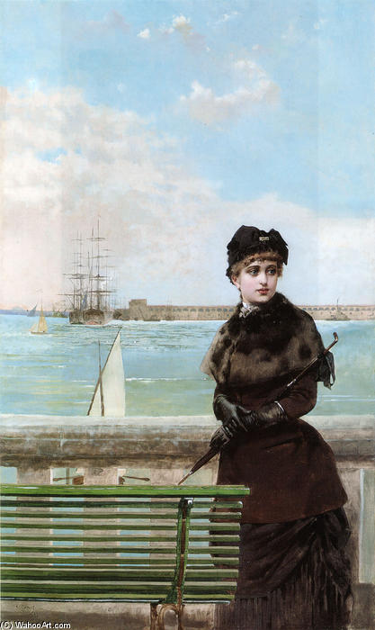 An Elegant Woman At St. Malo — Vittorio Matteo Corcos