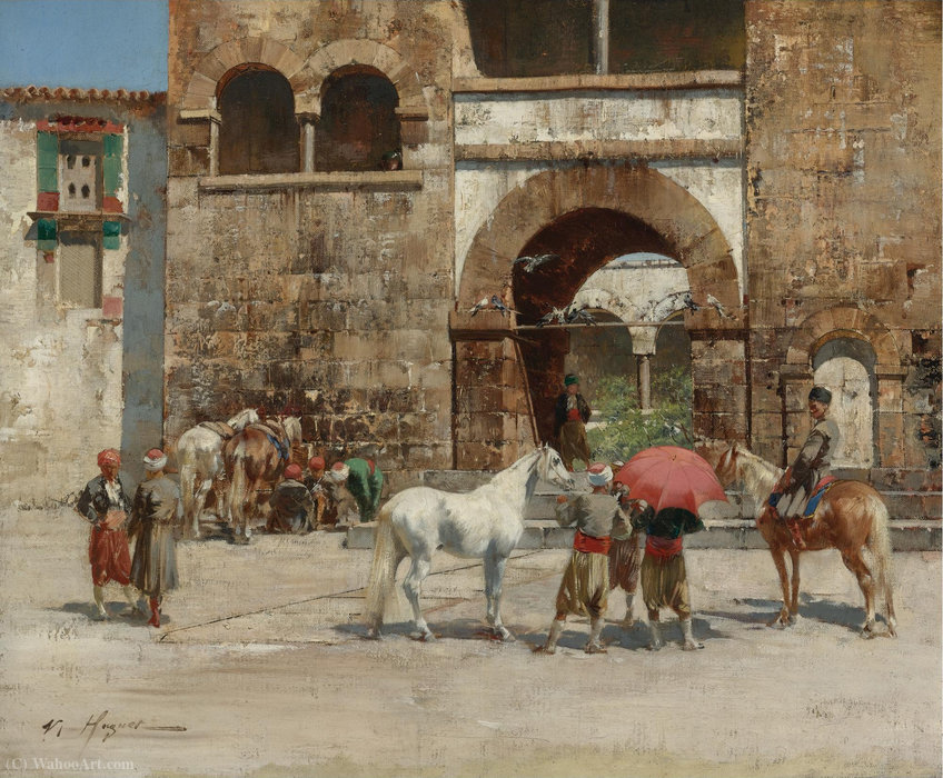 At Rest Outside The City Walls — Victor Pierre Huguet
