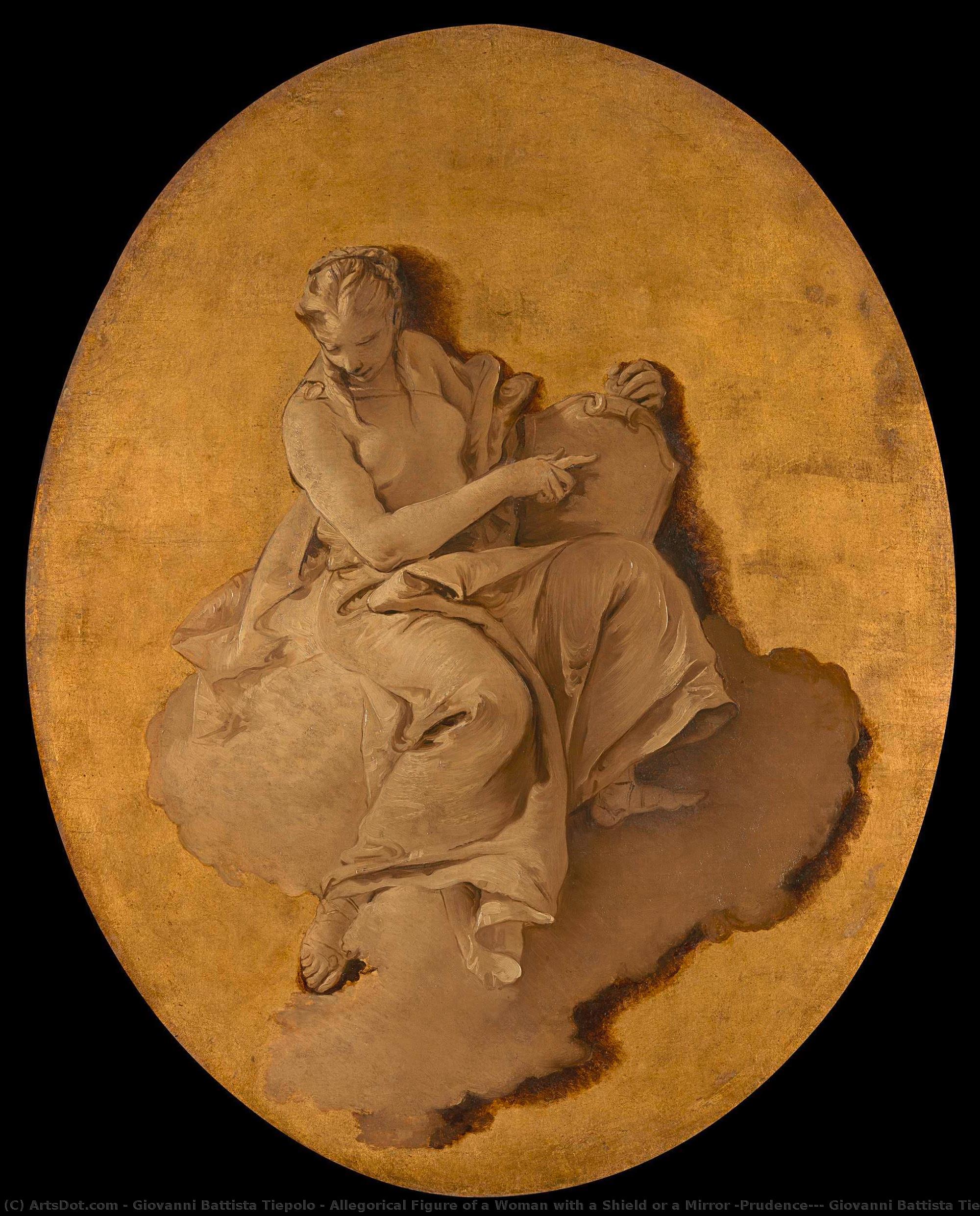Allegorical Figure Of A Woman With A Shield Or A Mirror (prudence?), Giovanni Battista Tiepolo, C. 1740 - 1750 — Giambattista Tiepolo