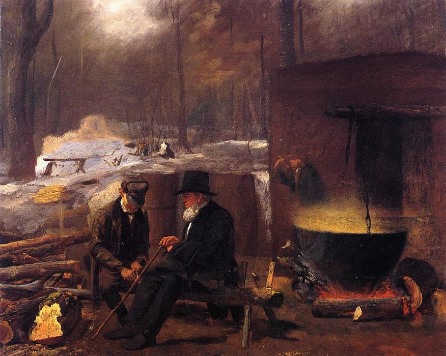 At The Camp, Spinning Yarns And Whittling — Jonathan Eastman Johnson