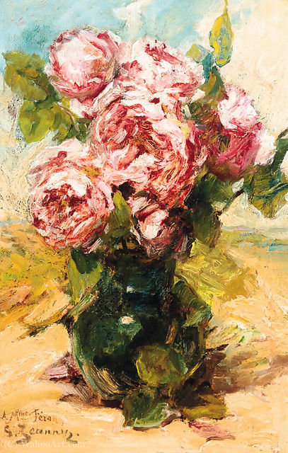 Pink Roses In A Vase — Georges Jeannin