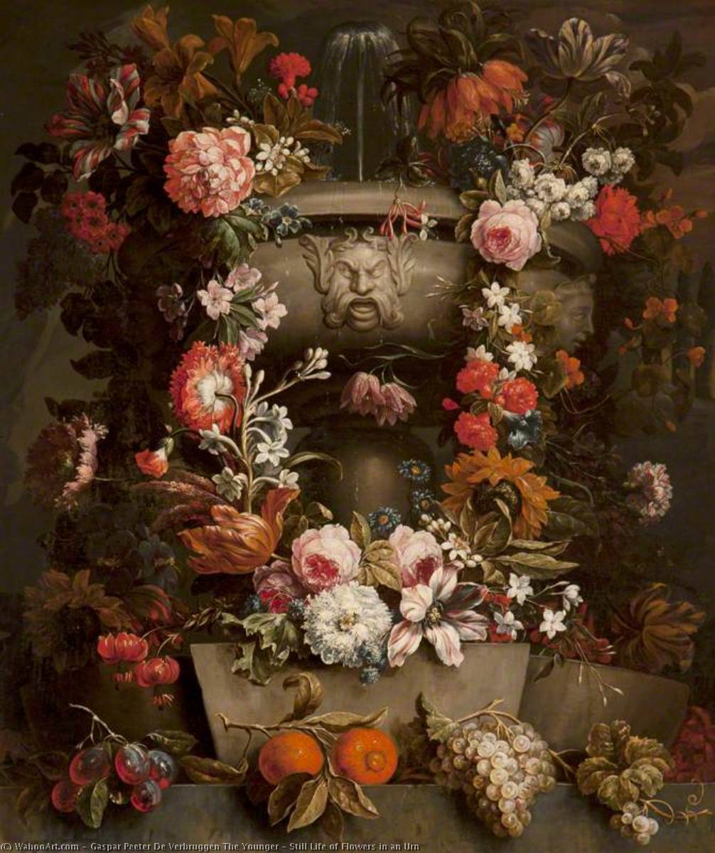 Still Life Of Flowers In An Urn — Gaspar Peeter De Verbruggen The Younger