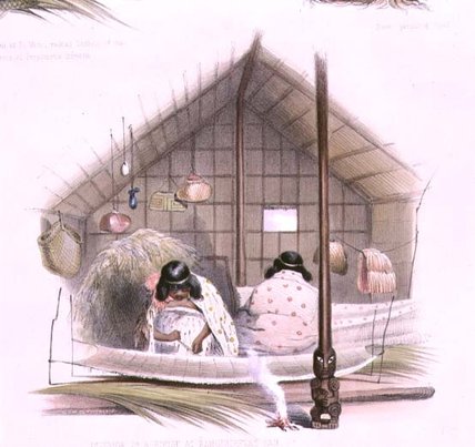 Interior Of A House At Rangihaeata's — George French Angas