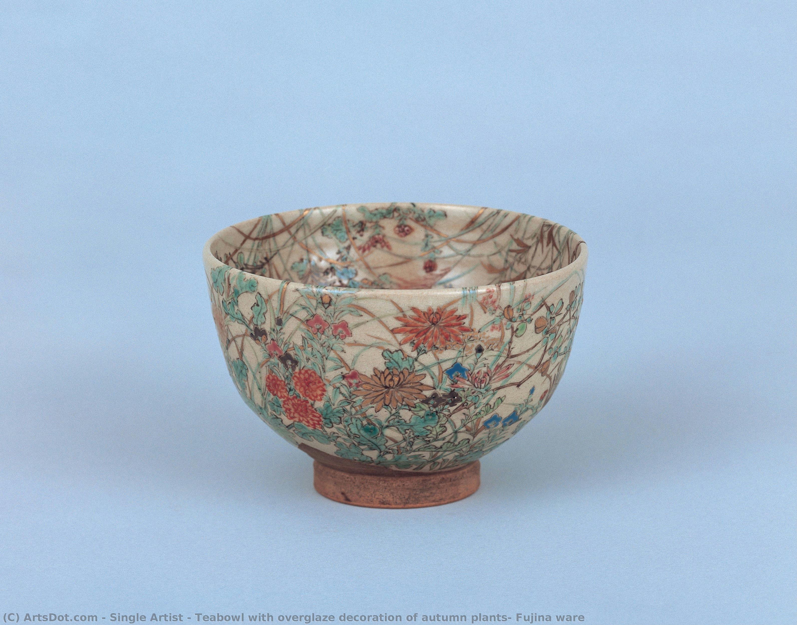 Teabowl With Overglaze Decoration Of Autumn Plants, Fujina Ware — Single Artist