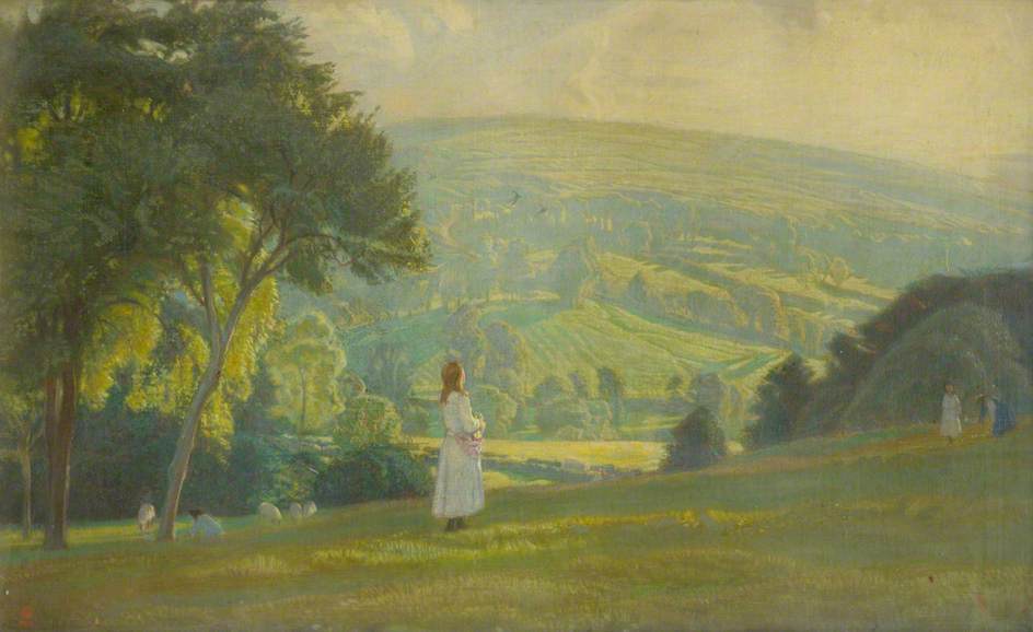 Landscape With Girl Looking Out Over A Valley — Charles March Gere