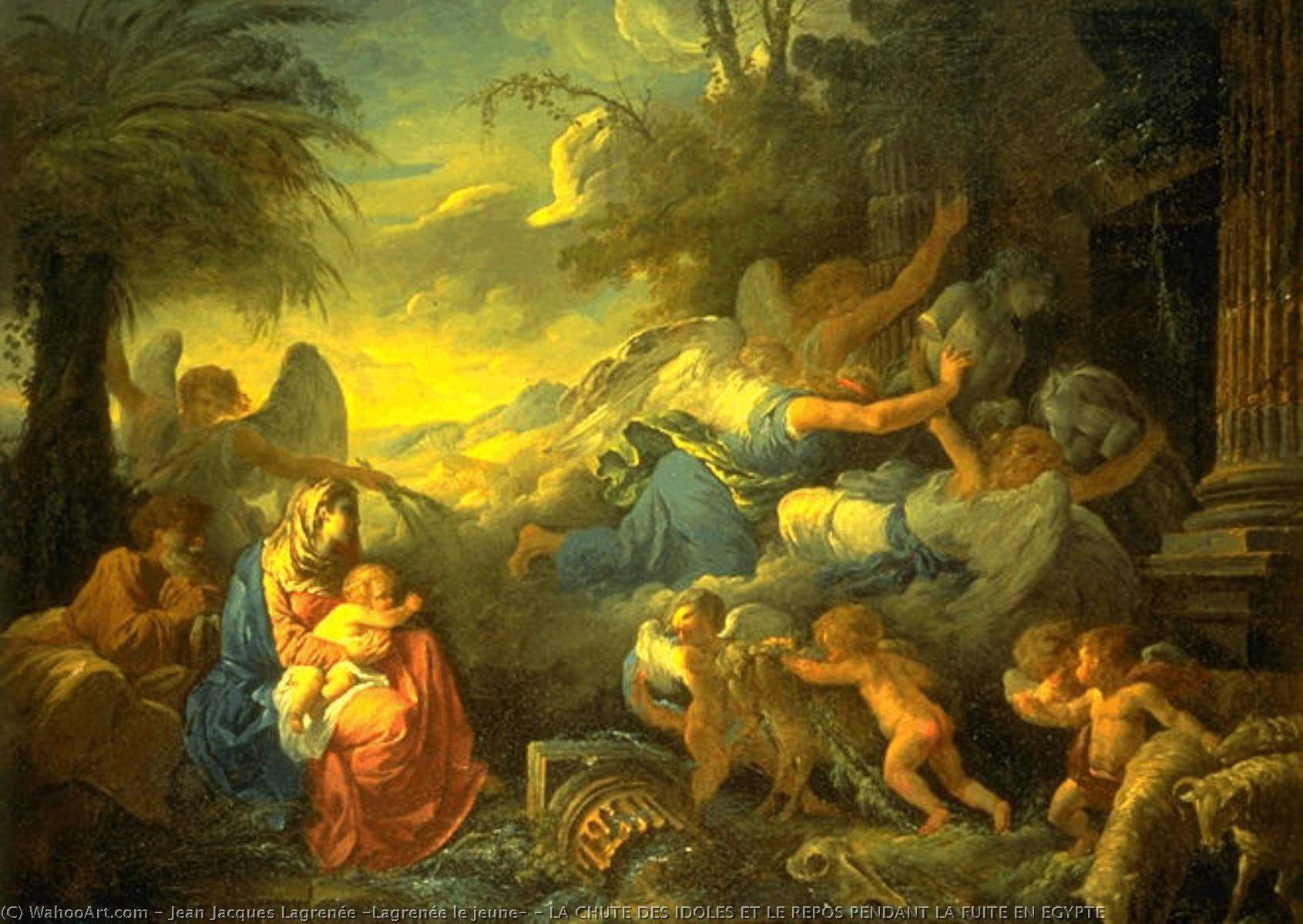 La Chute Des Idoles Et Le Repos Pendant La Fuite En Egypte — Jean Jacques Lagrenée (lagrenée Le Jeune)