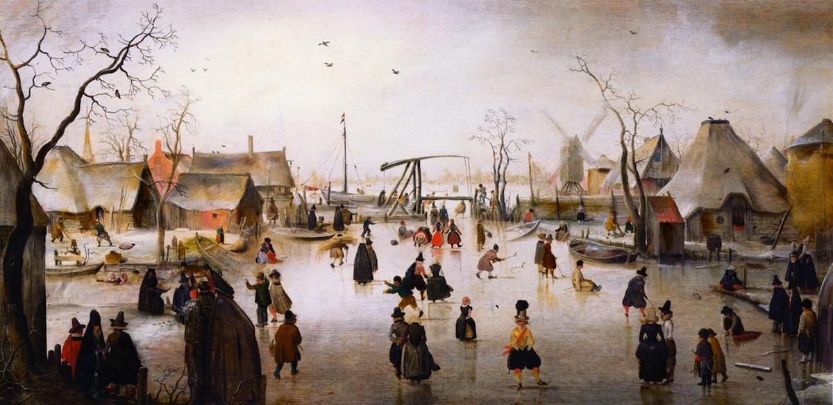 Ice Skating In A Village — Hendrick Avercamp