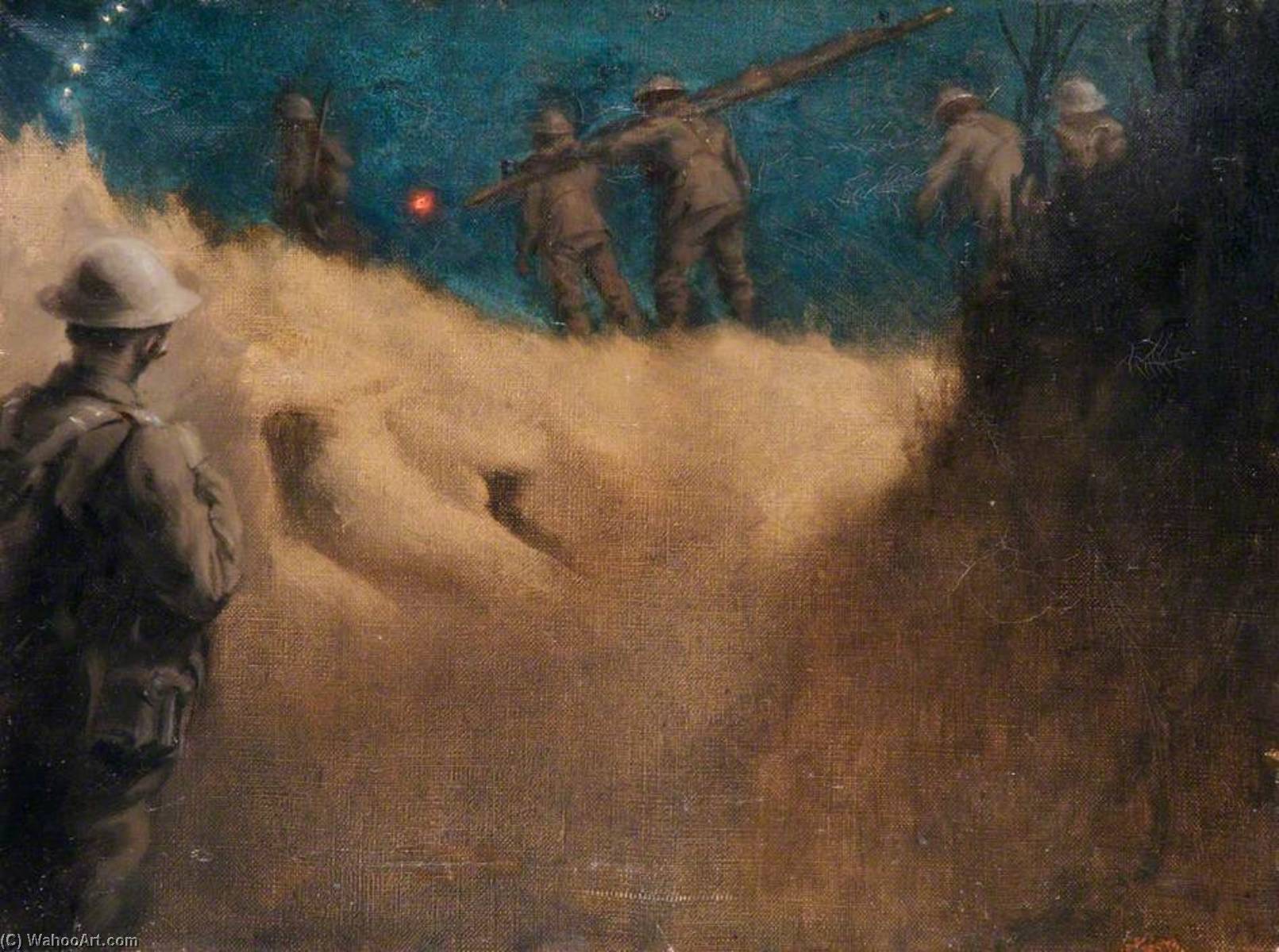 A Royal Army Medical Corps Squad With Infantry Night At Nurlu, October 1918 — Haydn Reynolds Mackey