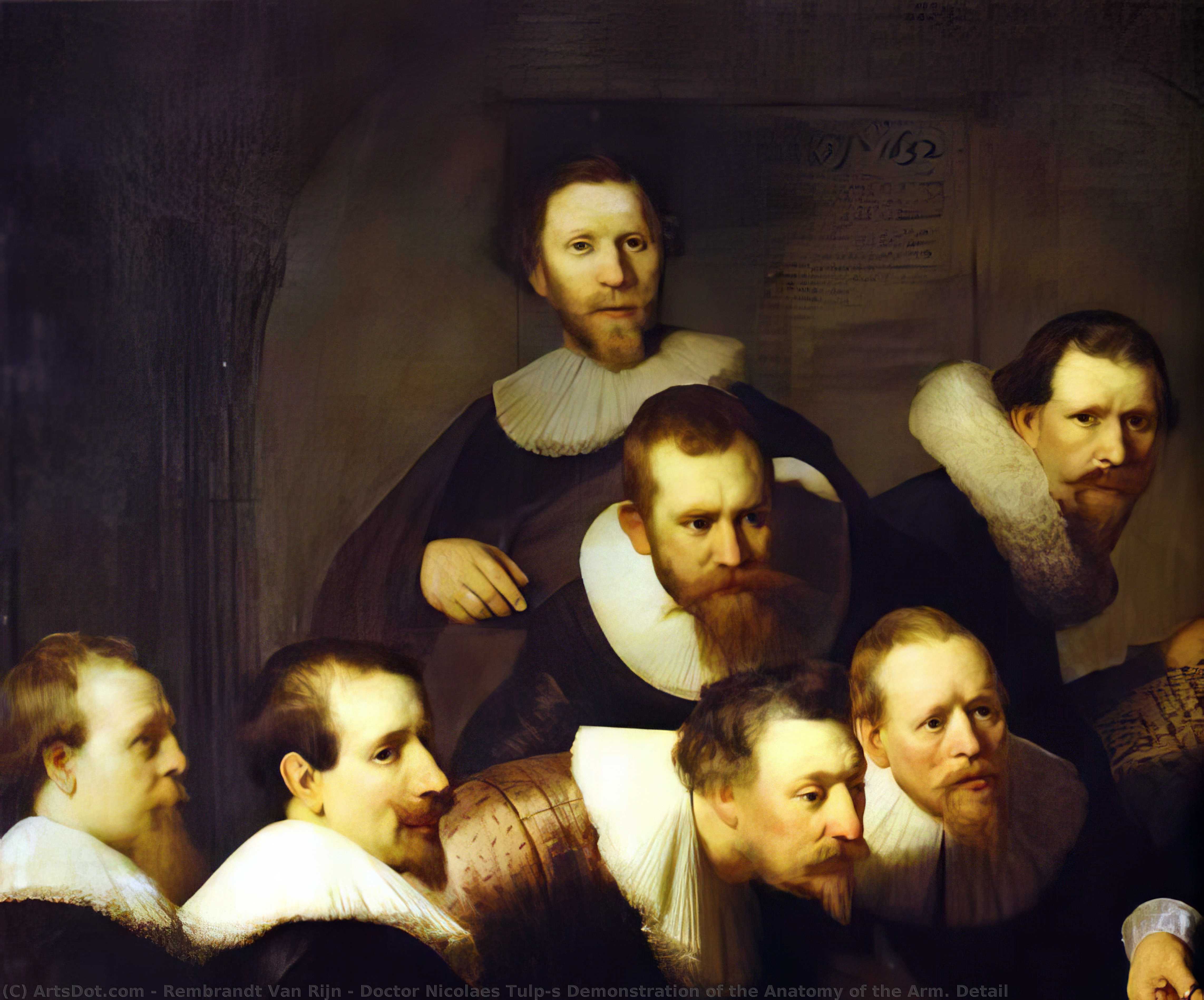 Doctor Nicolaes Tulp's Demonstration Of The Anatomy Of The Arm. Detail — Rembrandt Van Rijn