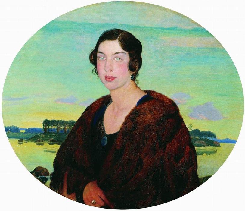 Portrait Of Pianist Rachel Slonimskaya — Boris Mikhailovich Kustodiev