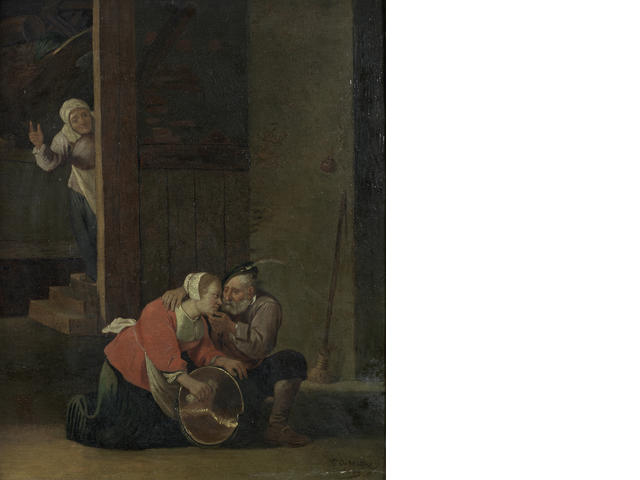 David Teniers The Younger An Old Man Courting A Young Maid — Cornelis Mahu