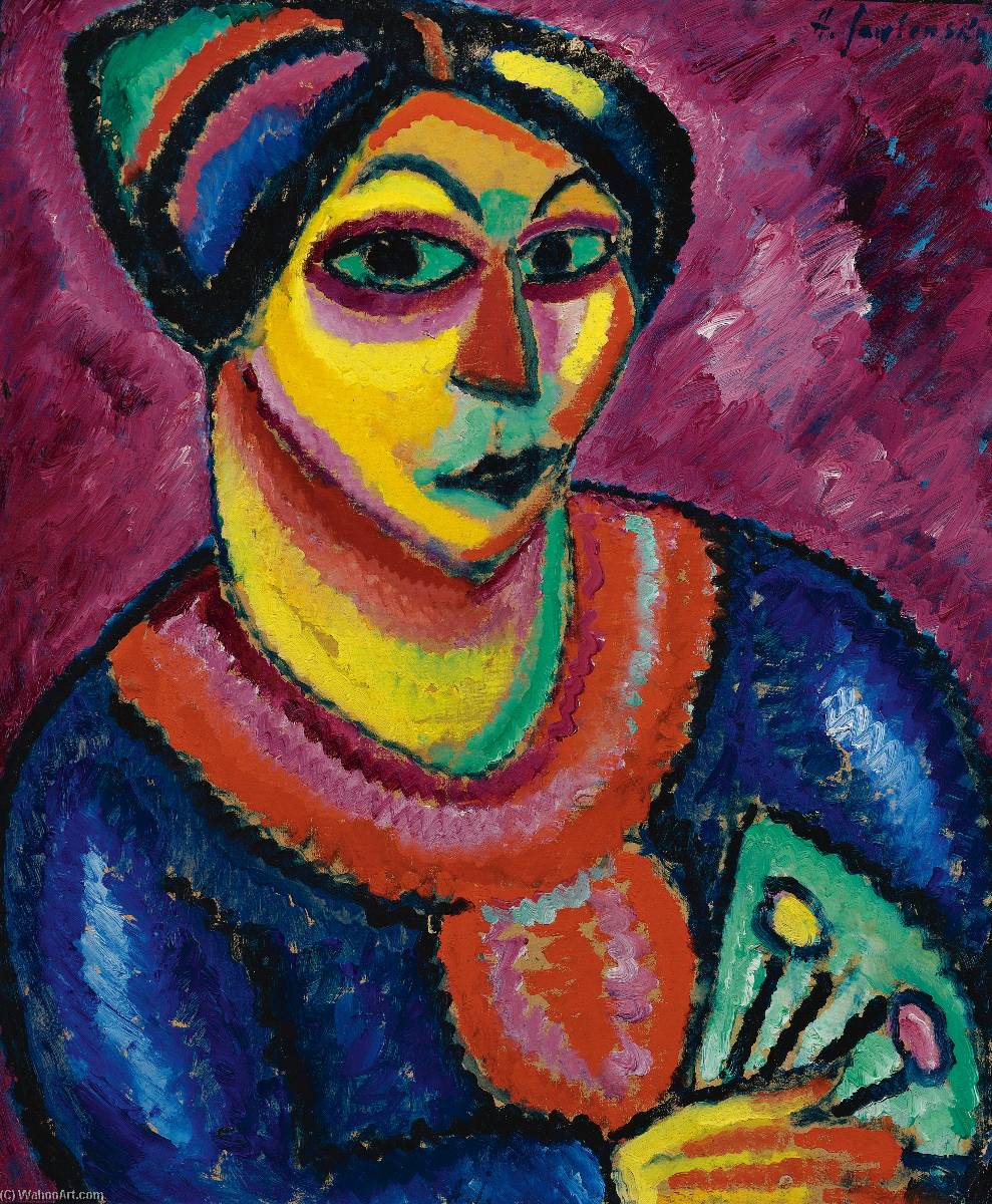 Frau Mit Grünem Fächer (woman With A Green Fan) — Alexej Von Jawlensky