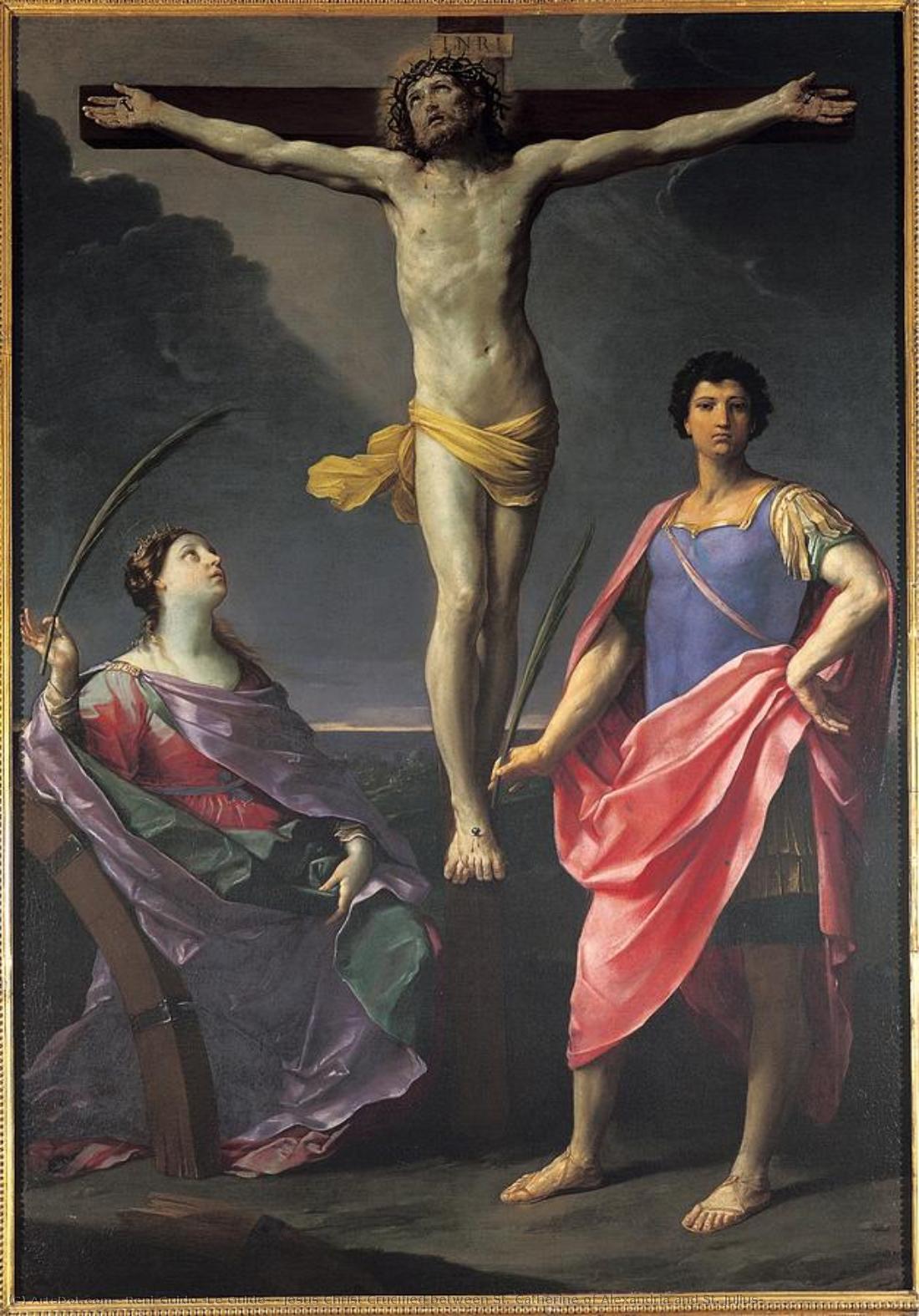 Jesus Christ Crucified Between St. Catherine Of Alexandria And St. Julius, — Гвидо Рени