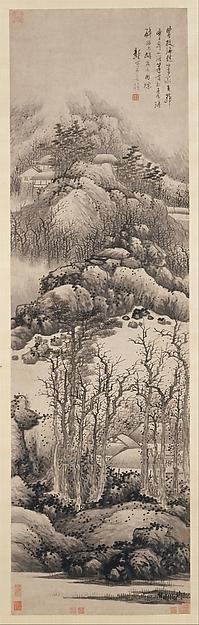 清 龔賢 冬景山水圖 軸 紙本 Wintry Mountains — Gong Xian