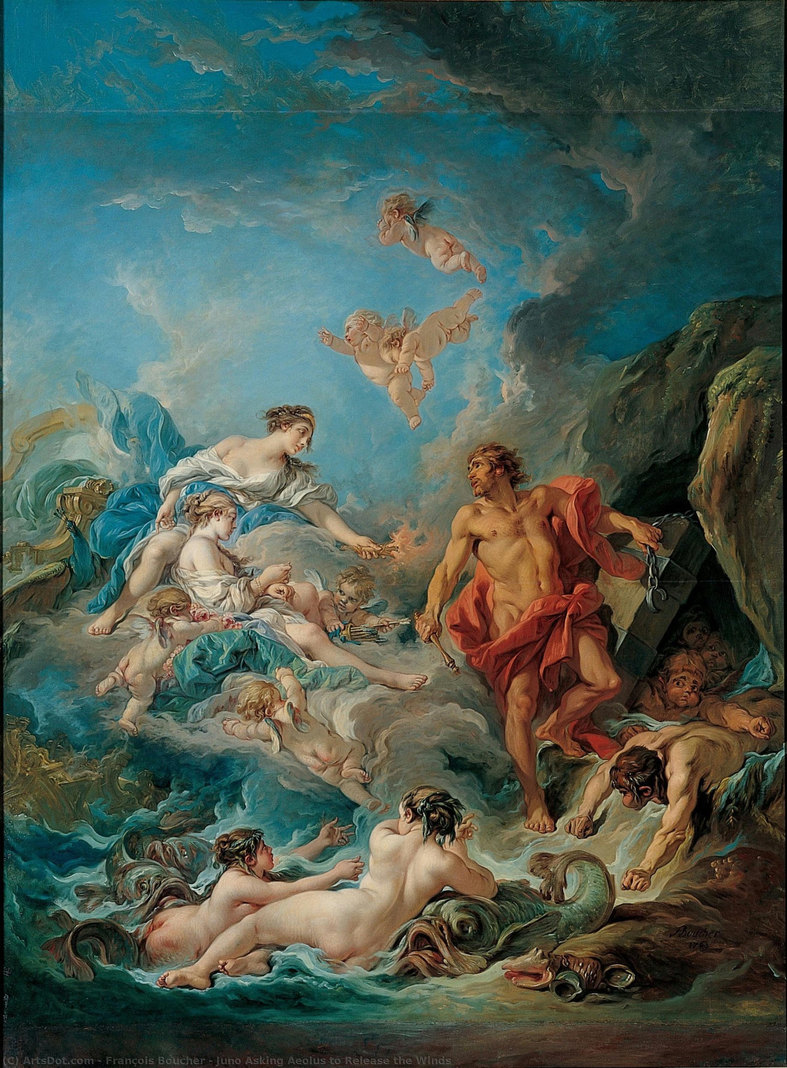 Juno Bittet Äolus, Die Winde Zu Entfesseln — François Boucher