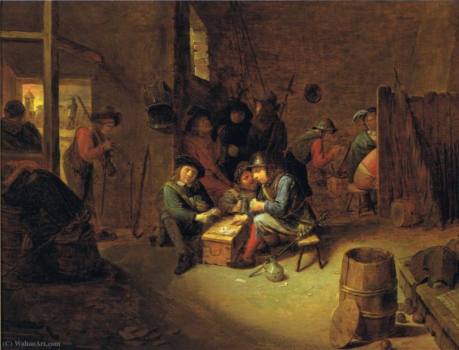 A Guardroom Interior With Soldiers Playing Cards — Joos Van Craesbeeck