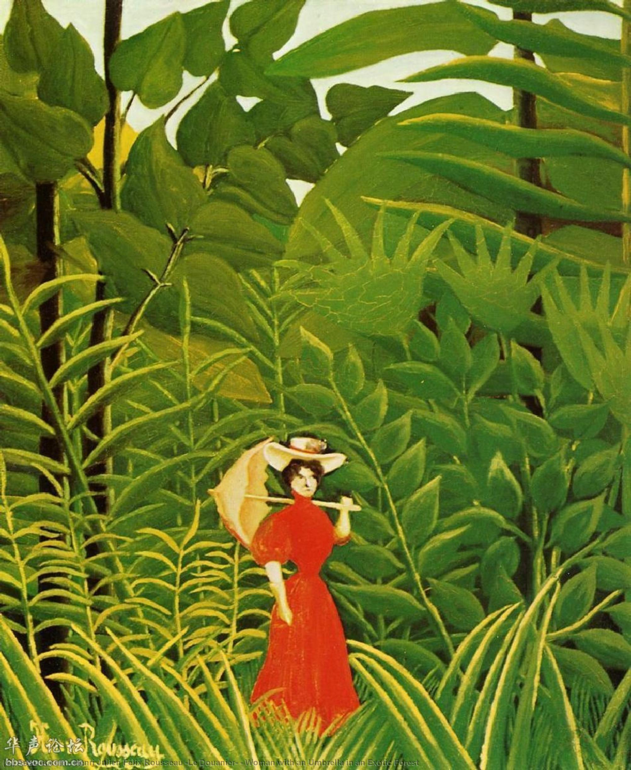 Woman With An Umbrella In An Exotic Forest — Henri Julien Félix Rousseau (le Douanier)