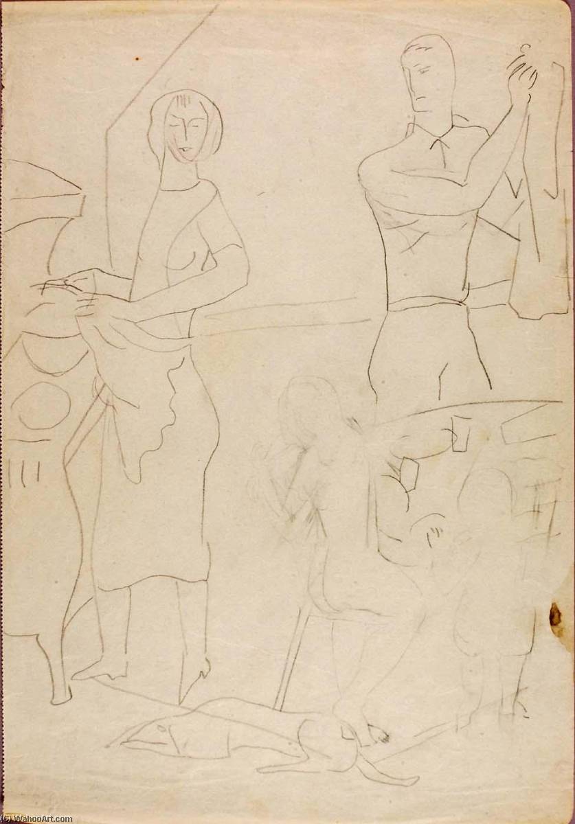 (family And Dog In Kitchen) — Marguerite Zorach