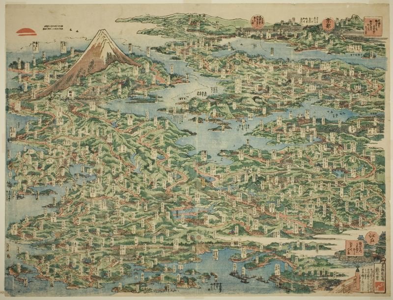 The Famous Places On The Tokaido Road In One View — Katsushika Hokusai