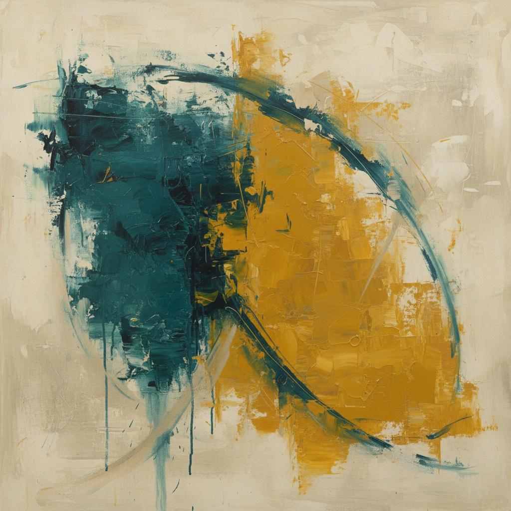Convergence Of Ochre And Teal: A Monolithic Dialogue Across Time's Arc — Christian Noiret