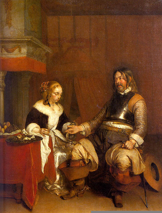 Soldier Offering A Young Woman Coins, Louvre — Gerard Ter Borch The Younger