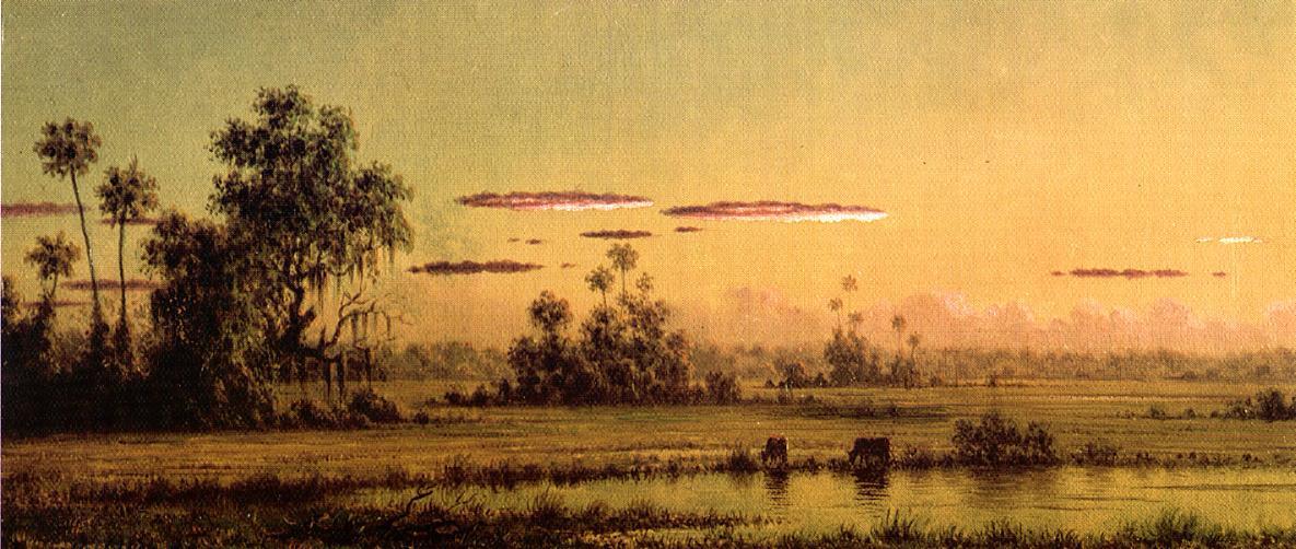 Florida Sunset With Two Cows — Martin Johnson Heade
