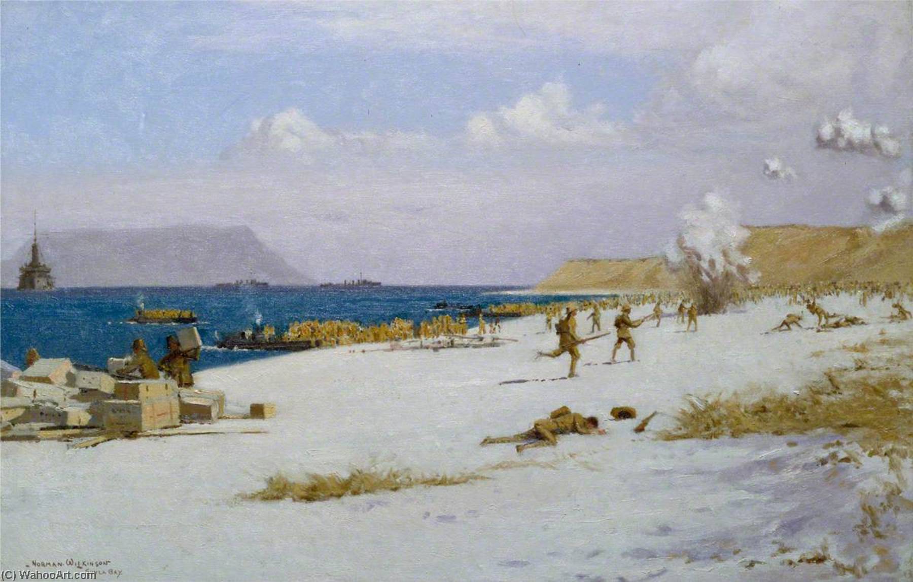 Troops Landing On C Beach, Suvla Bay, Later In The Day, 7 August 1915 — Norman Wilkinson