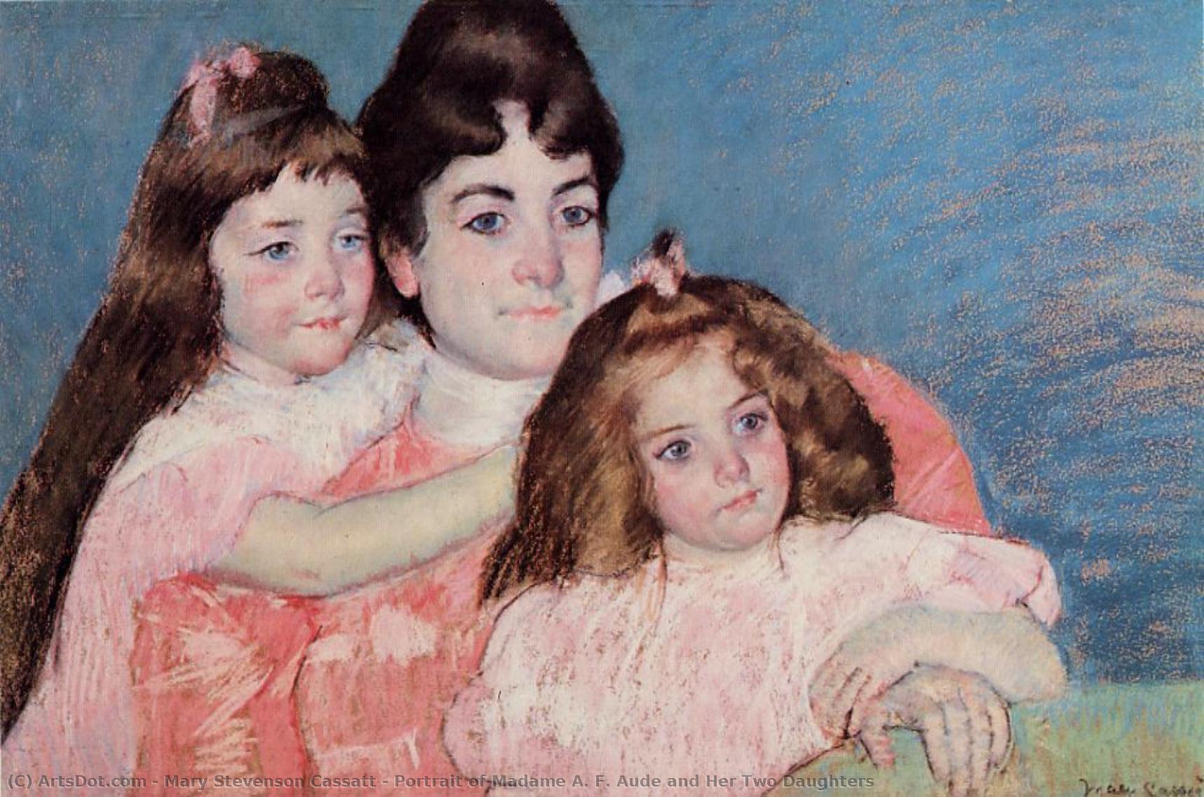 Portrait Of Madame A. F. Aude And Her Two Daughters — Mary Stevenson Cassatt