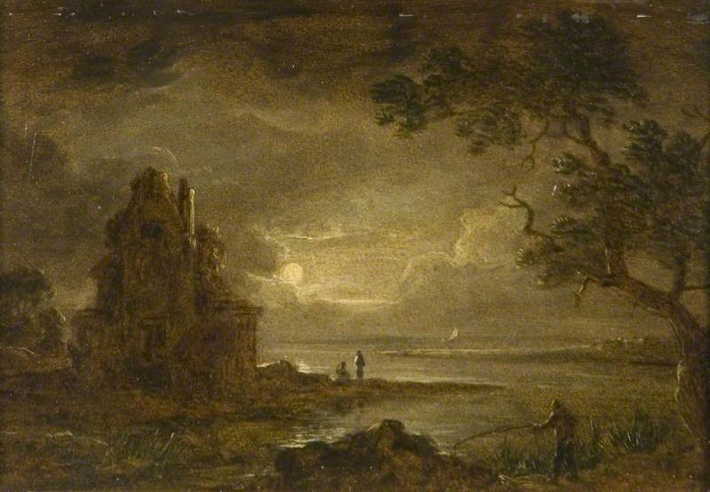 Lake Scene, Moonlight — Sebastian Pether