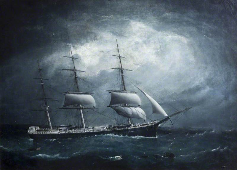 Three Masted Ship By Night — Frederick J Tudgay