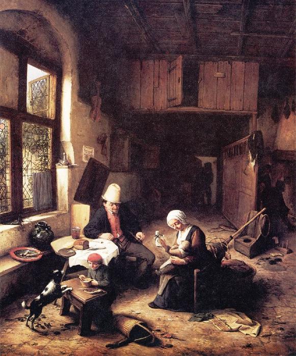 The Interior Of A Peasant's Cottage — Adriaen Van Ostade