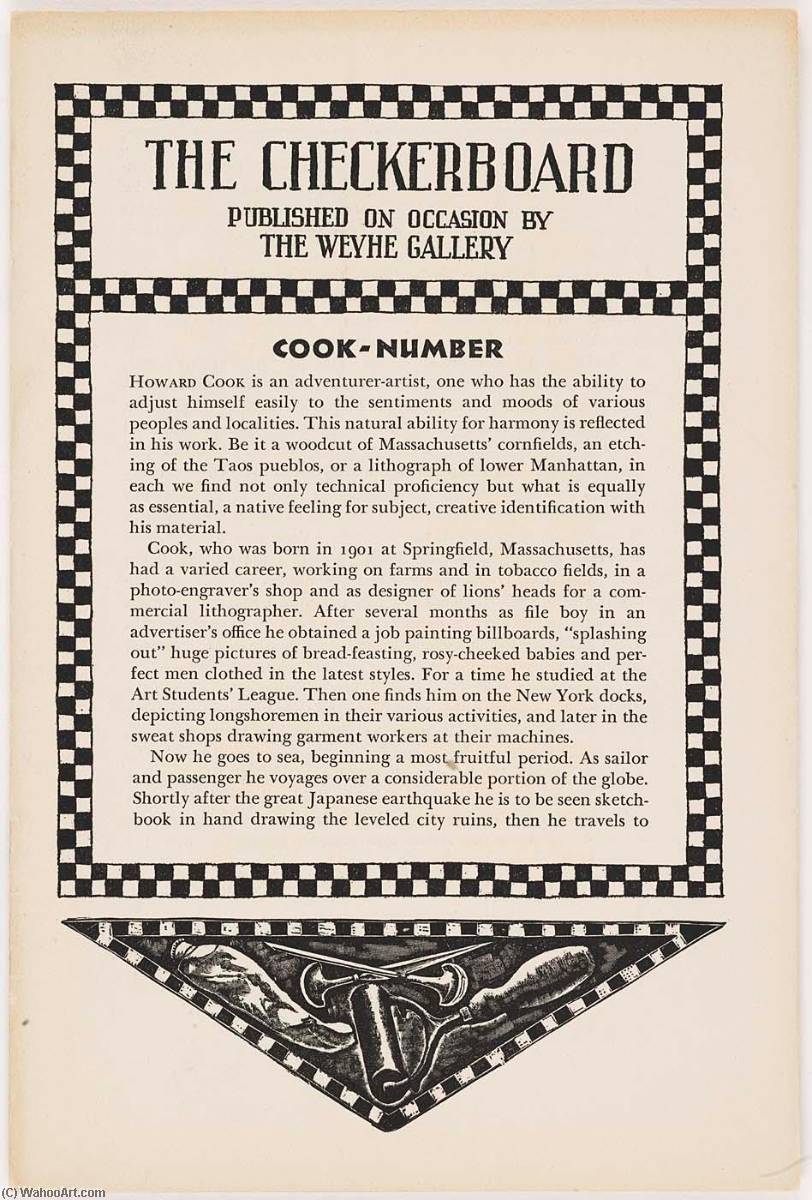 The Checkerboard, Published By The Weyhe Gallery — Howard Cook