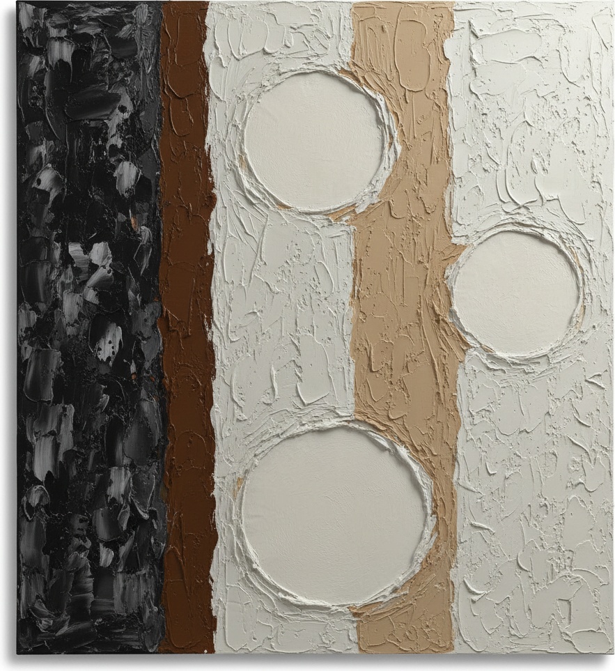 Monolithic Shadows And Ethereal Orbs In A Sculptural Earth Toned Composition — David Moreau
