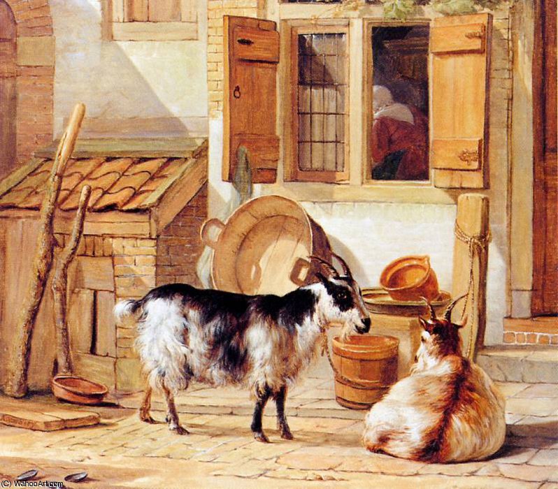Two Goats In A Yard — Abraham Van Strij