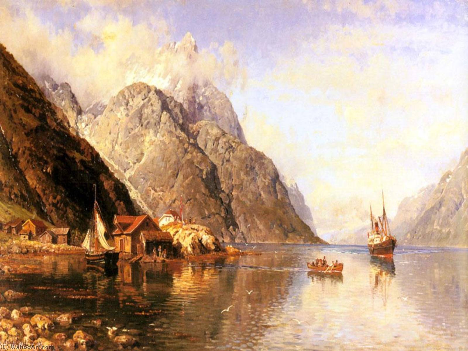 Ferrying Passengers To The Steamer 'roeser' — Anders Monsen Askevold