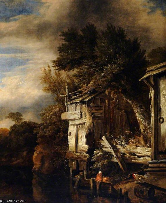 A Wooded River Landscape With Poultry — Cornelius Decker