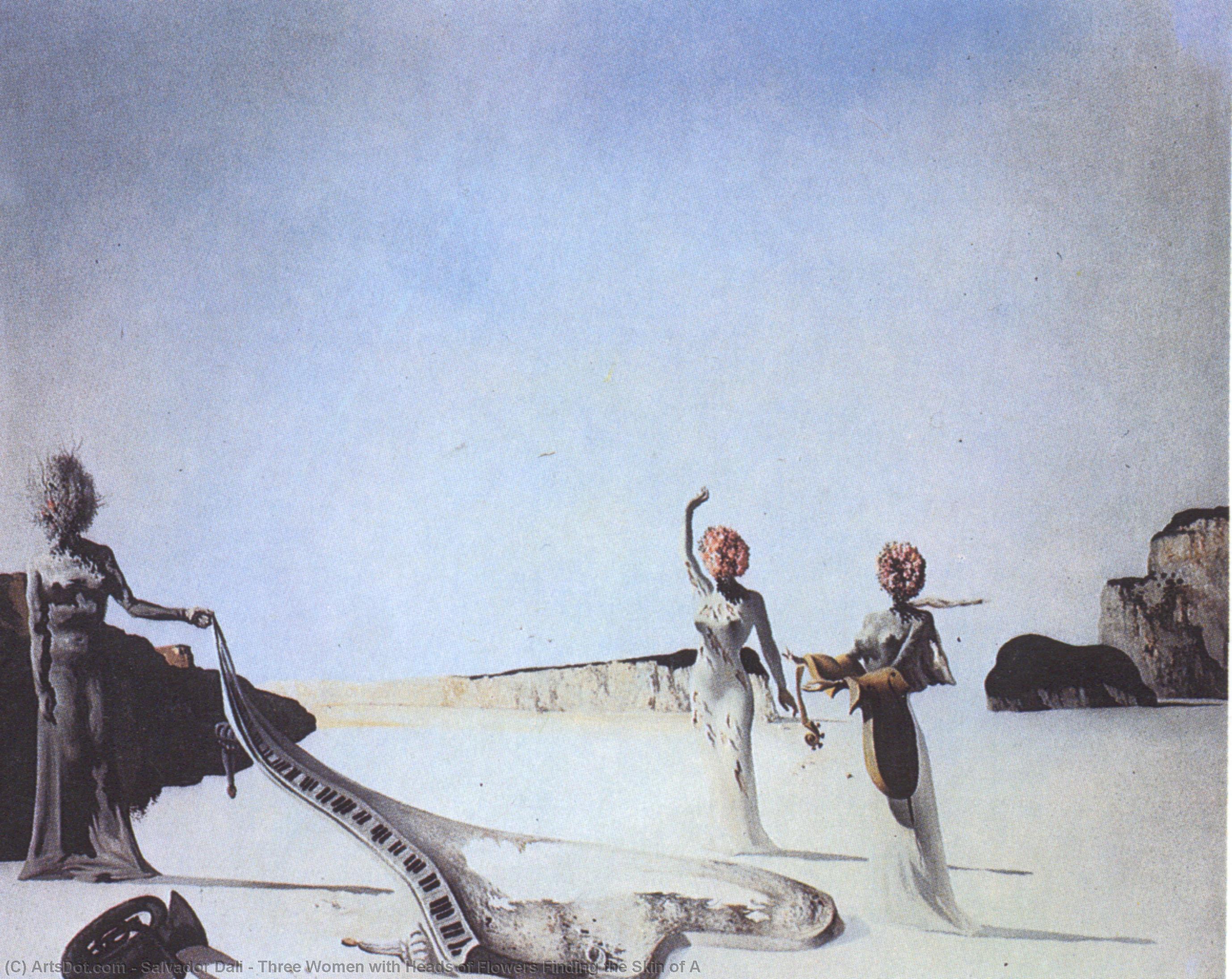 Tres Mujeres Con Cabezas De Flores Encuentra La Piel De A — Salvador Dalí