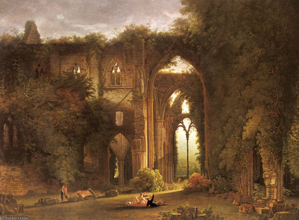 Tintern Abbey With Elegant Figures — Samuel Coleman Junior