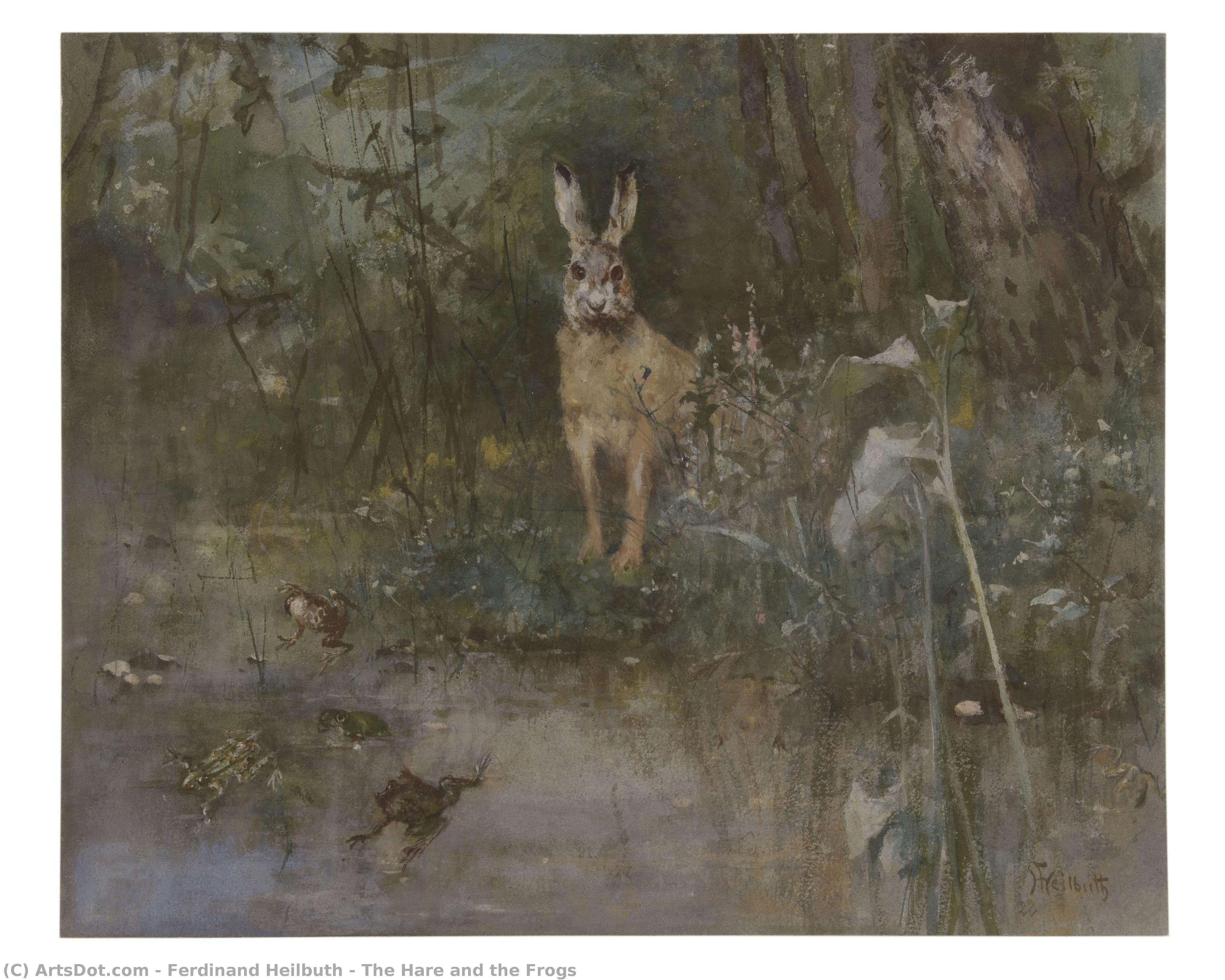 The Hare And The Frogs — Ferdinand Heilbuth